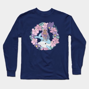 Mermaid dolphin floral ring Long Sleeve T-Shirt